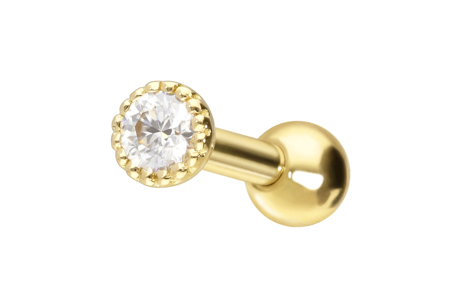 14/18 Karat Gold Ohrpiercing MOISSANIT